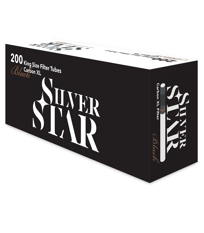Silver Star cigarešu čaulītes_200 Black Tipping CarbonXL