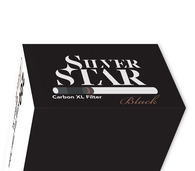 Silver Star cigarešu čaulītes_200 Black Tipping CarbonXL_1